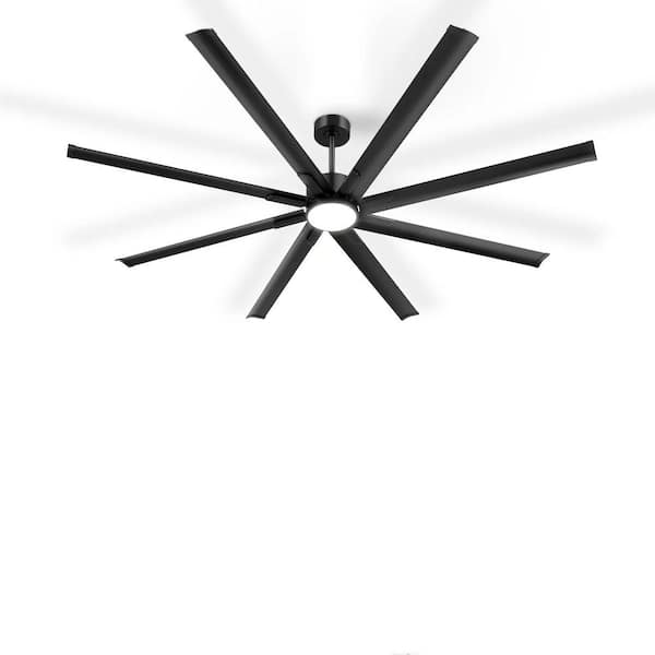 84 in. Indoor Black Downrod Angled Mount 3-Colors LED 6-Speeds Industrial Ceiling Fan with Light Kit and Remote Control