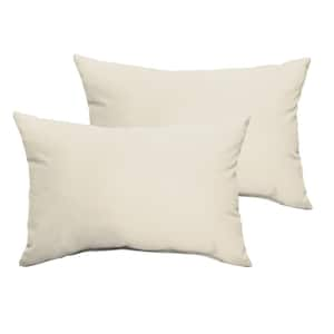 Ivory Rectangular Outdoor Knife Edge Lumbar Pillows (2-Pack)