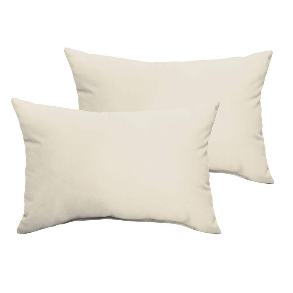 Sorra Home Ivory Rectangular Outdoor Knife Edge Lumbar Pillows 2 Pack Hd997221sp The Home Depot 