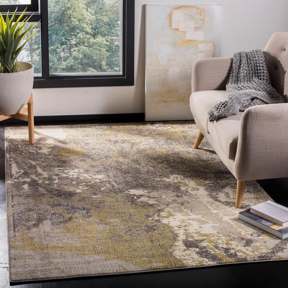 Gray Reversible Synthetic Rectangular Area Rug, 8' x 11'