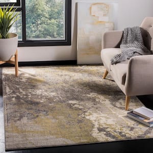 Monaco Ivory/Gray 8 ft. x 11 ft. Solid Area Rug