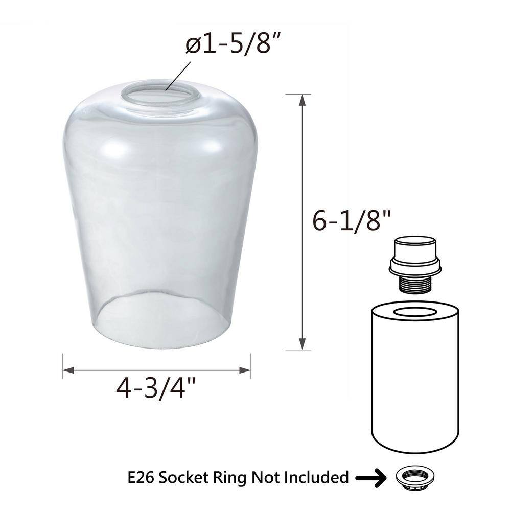 Clear Glass Bell Pendant Shade Set, 4.75" Diameter