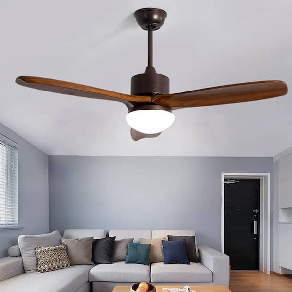 Dand 42 In Led Indoor Cherry Downrod Mount Ceiling Fan With Light And Remote Control Hdfan009 The Home Depot - Cherry Wood Ceiling Fans With Lights