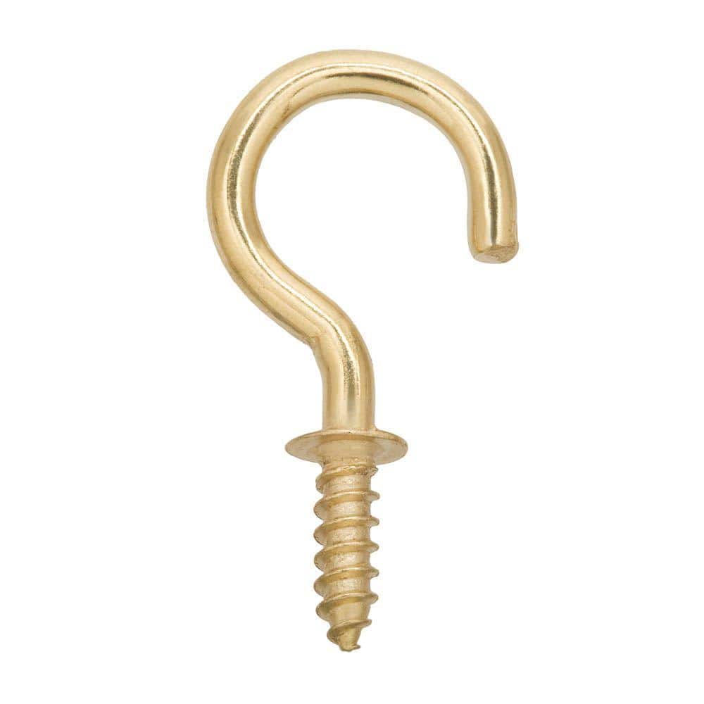 200 Pieces 1/2 Inch Gold Screw Hook, Brass Plated Metal Ceiling Hooks