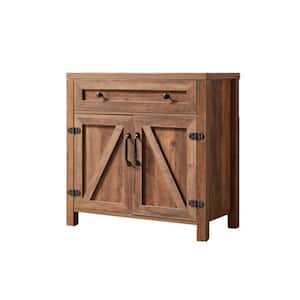 Rustic Farmhouse Brown Wood Accent Storage Cabinet with 2 Barn Doors Console Table Floor Cabinet Sideboard with Drawer