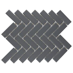 Restore Matte Charcoal Gray Herringbone 9 in. x 12 in. x 6.35 mm Glazed Ceramic Mosaic Tile (0.6 sq. ft./Each)