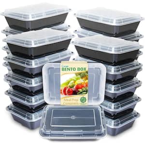 20 Pack Food Storage Bento Box with BPA Free, Microwave, Dishwasher and Freezer Safe in Black