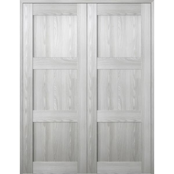 Belldinni Vona 07 2RN 48 in. x 80 in. Both Active Ribeira Ash Wood Composite Double Prehung Interior Door