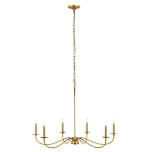 Arrington 6-Light Rubbed Brass Chandelier with No Shade