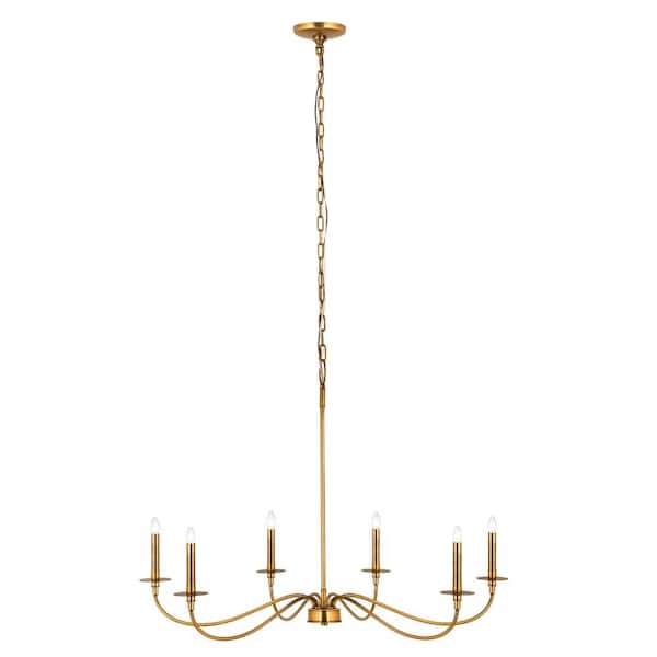Unbranded Arrington 6-Light Rubbed Brass Chandelier with No Shade
