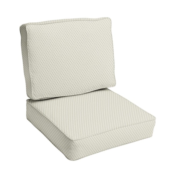 SORRA HOME 27 in. x 29 in. x 5 in., 2-Piece Deep Seating Outdoor Dining Chair Cushion in Sunbrella Detail Linen