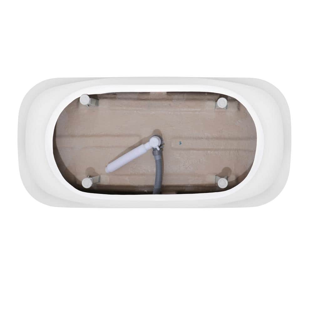 67" Glossy White Acrylic Freestanding Soaking Bathtub