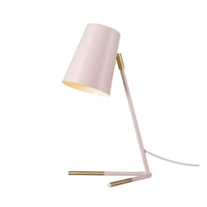 Dobby 16 in. Matte Rose Desk Lamp with Matte Gold Legs