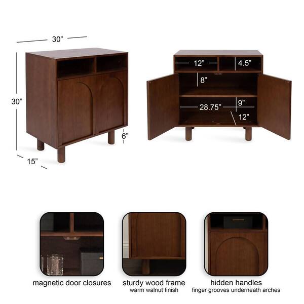 Cabernel Walnut Brown 30 in. H Accent Storage Cabinet