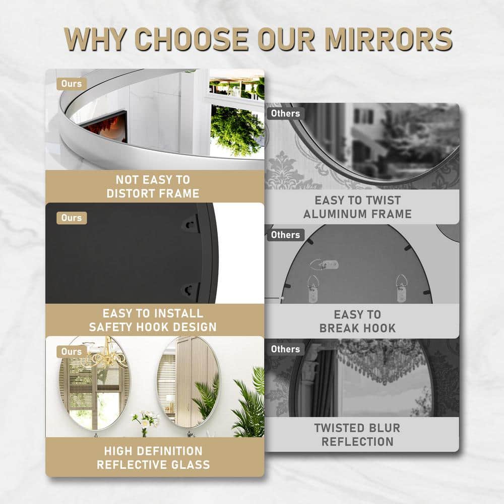 Elegant Gold Oval Metal Frame Wall Mirror 22x30