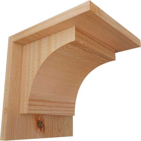 Ekena Millwork 7-1/2 in. x 8 in. x 8 in. Douglas Fir Huntington Smooth Corbel with Backplate