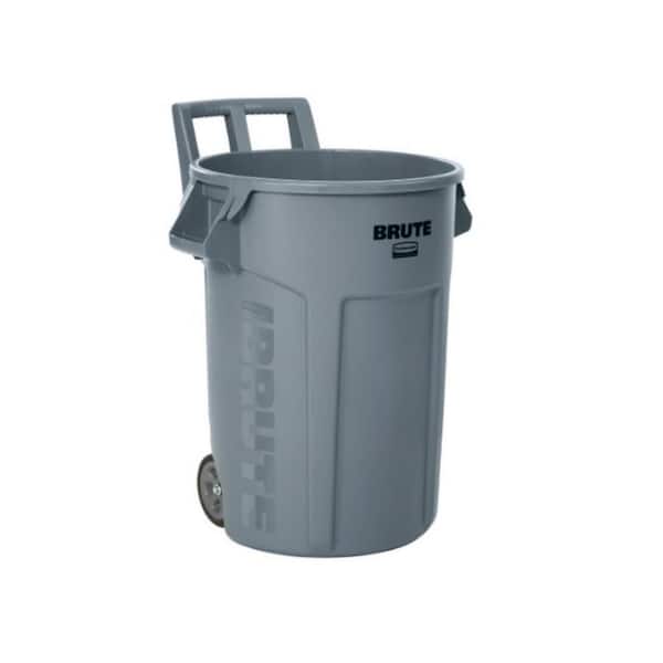 Rubbermaid Commercial Products Brute 32 Gal. Grey Round Vented Wheeled Trash Can