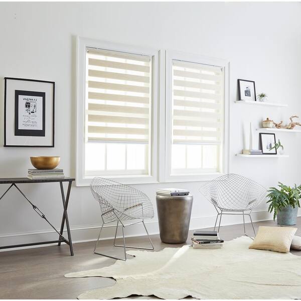 Unbranded Cut-to-Size Linen Cordless Light Filtering Roller Shades 34 in. W x 64 in. L