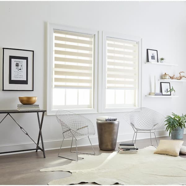 Unbranded Cut-to-Size Linen Cordless Light Filtering Roller Shades 27 in. W x 64 in. L