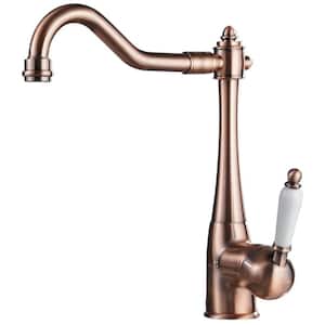 Traditional Single-Handle Standard Kitchen Faucet in Antique Copper