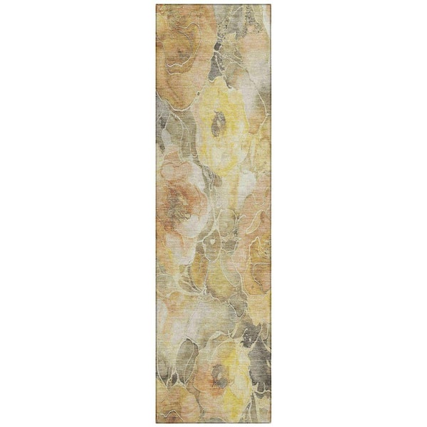 Chantille Machine Washable Indoor/Outdoor Abstract ACN1859 Gold 2 ft. 3 in. x 7 ft. 6 in. Runner Rug