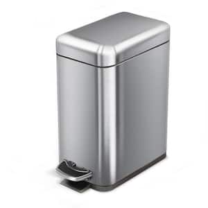 1.3 gal. Stainless Steel Small Step-On Trash Can with Soft Close Lid and Slim Shape