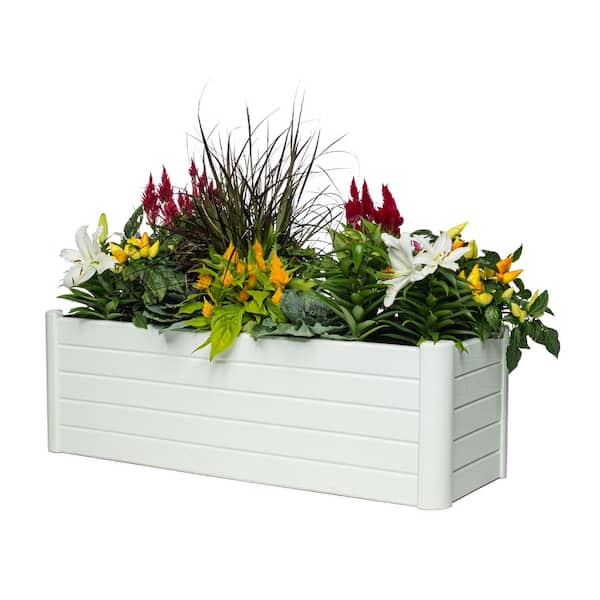 Terrace Garden Bed with Built-In Drainage and Liner, Innovative Planter Box for Outdoor Gardening, Wood Grain Design