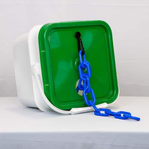2 in. (#8, 51 mm) x 65 ft. Heavy Duty Plastic Safety Chain Blue in a Pail