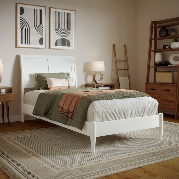 AFI Valencia White Solid Wood Frame Twin XL Low Profile Platform Bed