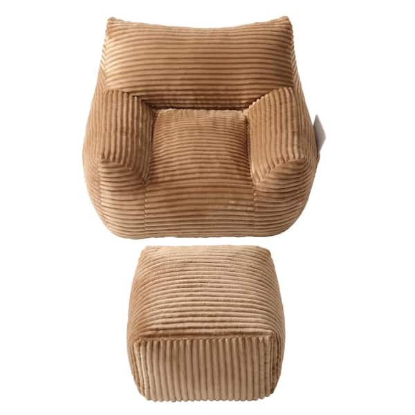 Oversized Bean Bag Chair with Ottoman, Shredded Foam Lazy Sofa, Durable Comfort for Adults & Teens