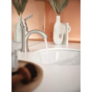 Korek Single Hole Single-Handle Bathroom Faucet with Deck Plate Included in Brushed Nickel