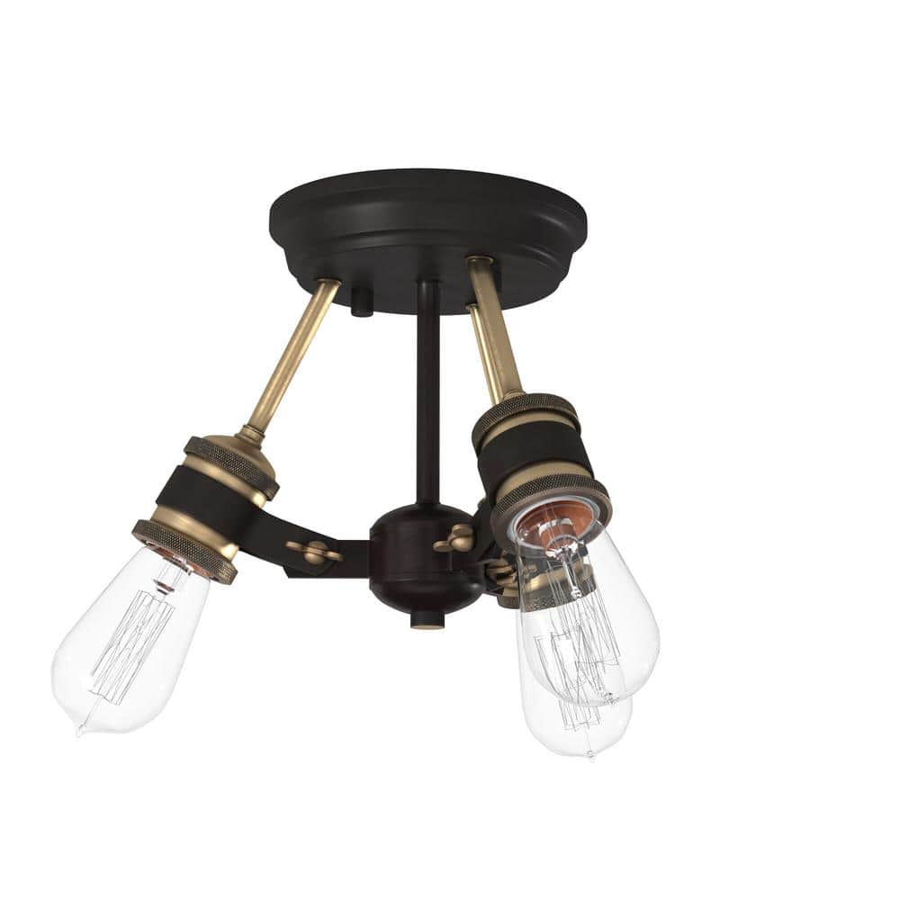 Miles Vintage Bronze 3-Light Industrial Ceiling Light