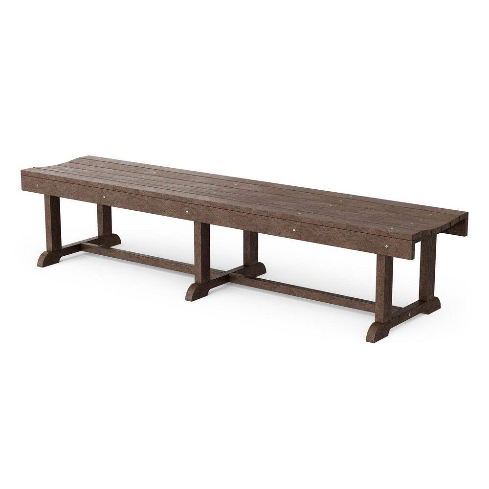 Heritage 68 in. Tudor Brown HDPE Plastic Outdoor Patio Backless Bench price history on PriceWatchPro