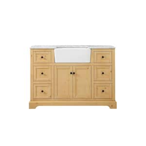 Timeless Home 48 in. W x 22 in. D x 34.75 in. H Single Bathroom Vanity Side Cabinet in Natural Wood with Marble Top
