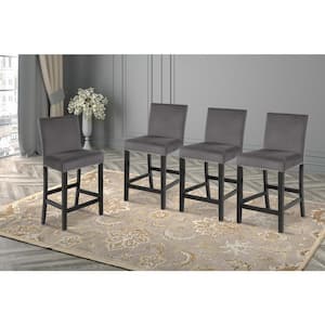 New Classic Furniture Celeste Gray Velvet Fabric Counter Side Chair with Nailhead Trim (Set of 4)
