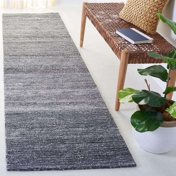 Mirage 2 ft. x 9 ft. Dark Gray/Ivory Striped Marle Runner Rug