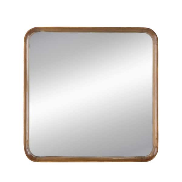 Miscool Anky 31.5 in. W x 31.5 in. H Wood Framed Brown Wall Mounted Decorative Mirror