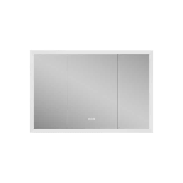 ANGELES HOME 48 in. W x 32 in. H Rectangular Aluminum Anti-Fog LED Medicine Cabinet with Mirror