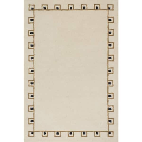 Nate Berkus x Rugs Yves Bordered Wool Cozy Ivory 4 ft. x 6 ft. Indoor Area Rug