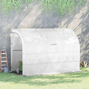10 ft. x 5 ft. x 7 ft. Lean to DIY Greenhouse, Walk in. Green House, Plant Nursery with 2 Roll-Up Doors, 3-Wire Shelves