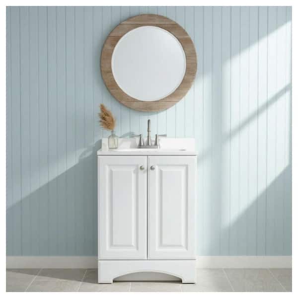 25 in. Single Sink White Bath Vanity with Cultured Marble Top (Assembled)