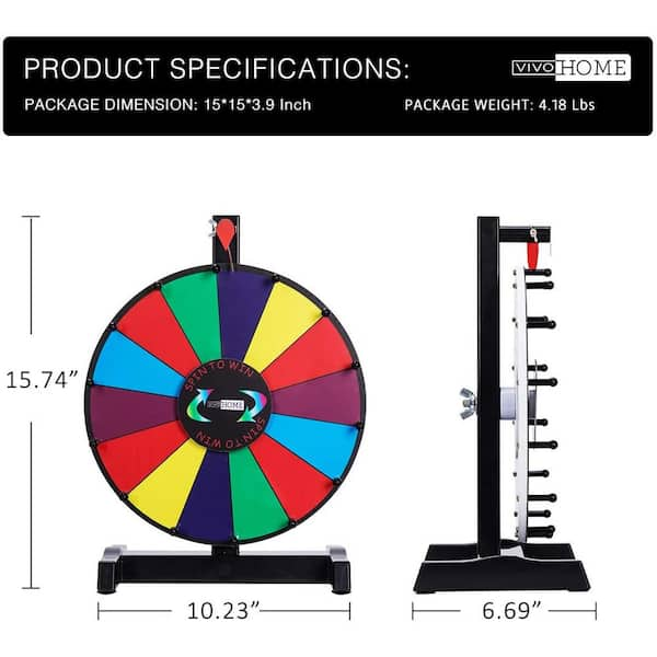 VIVOHOME Tabletop Spinning Prize Wheel with 14-Color Slots, Dry Erase Marker and Eraser