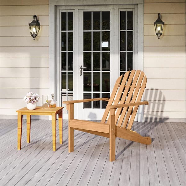 HONEY JOY Outdoor Adirondack ChairSolid Acacia Wood Fire Pit Chair