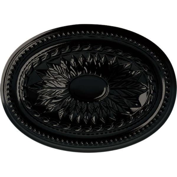 Ekena Millwork 18-1/2 in. W x 13-1/2 in. H x 1-7/8 in. Saverne Urethane Ceiling Medallion, Black Pearl