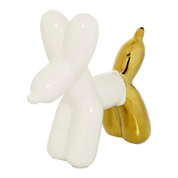 CosmoLiving by Cosmopolitan 3 in. x 7 in. White Ceramic Balloon Dog Sculpture