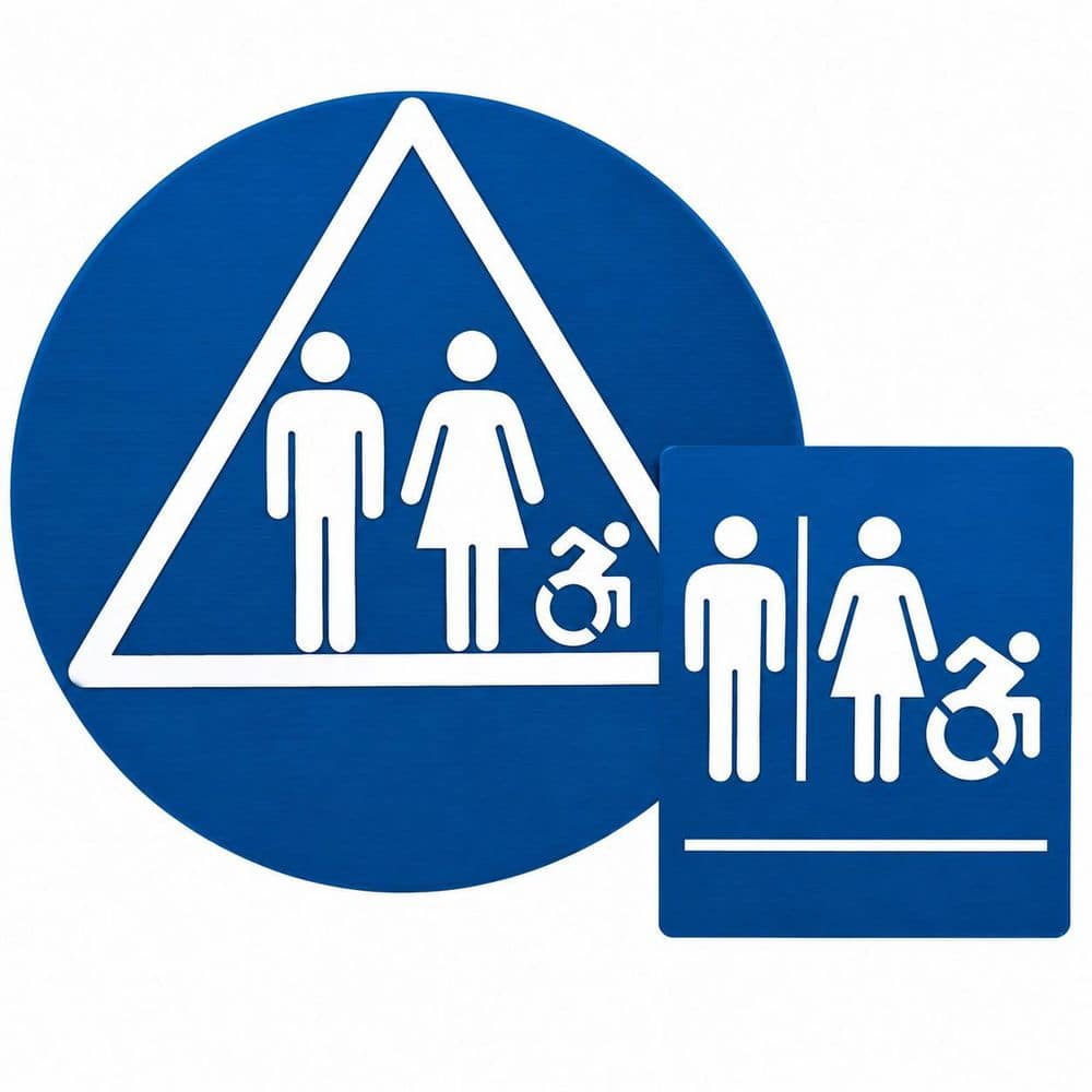 2 Pack All Gender Restroom Sign Blue White Brushed Finish Unisex Bathroom Door Wall Sign Braille ADA Compliant price history on PriceWatchPro