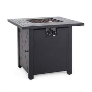 Haraldson Black Square Metal Outdoor Patio Fire Pit