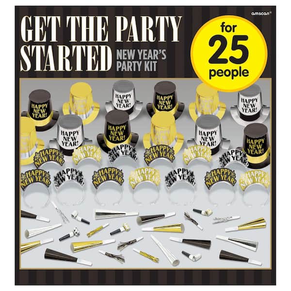 Amscan 50-Piece Get The Party Started New Year's Kit for 25-People
