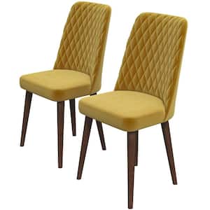 Ellen Mid-Century Modern Gold Velvet Dining Chair (Set of 2)