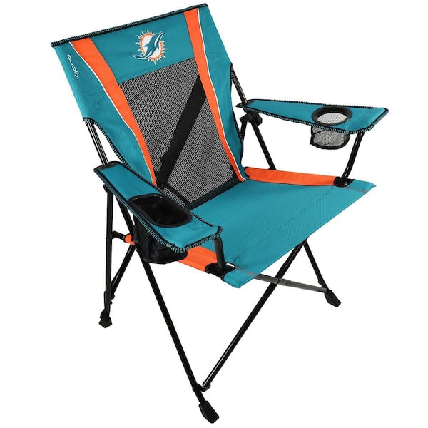 ITOPFOX Premium Pro Football Miami Dolphins Aqua and Orange Polyester Camping Chair with Cup Holder